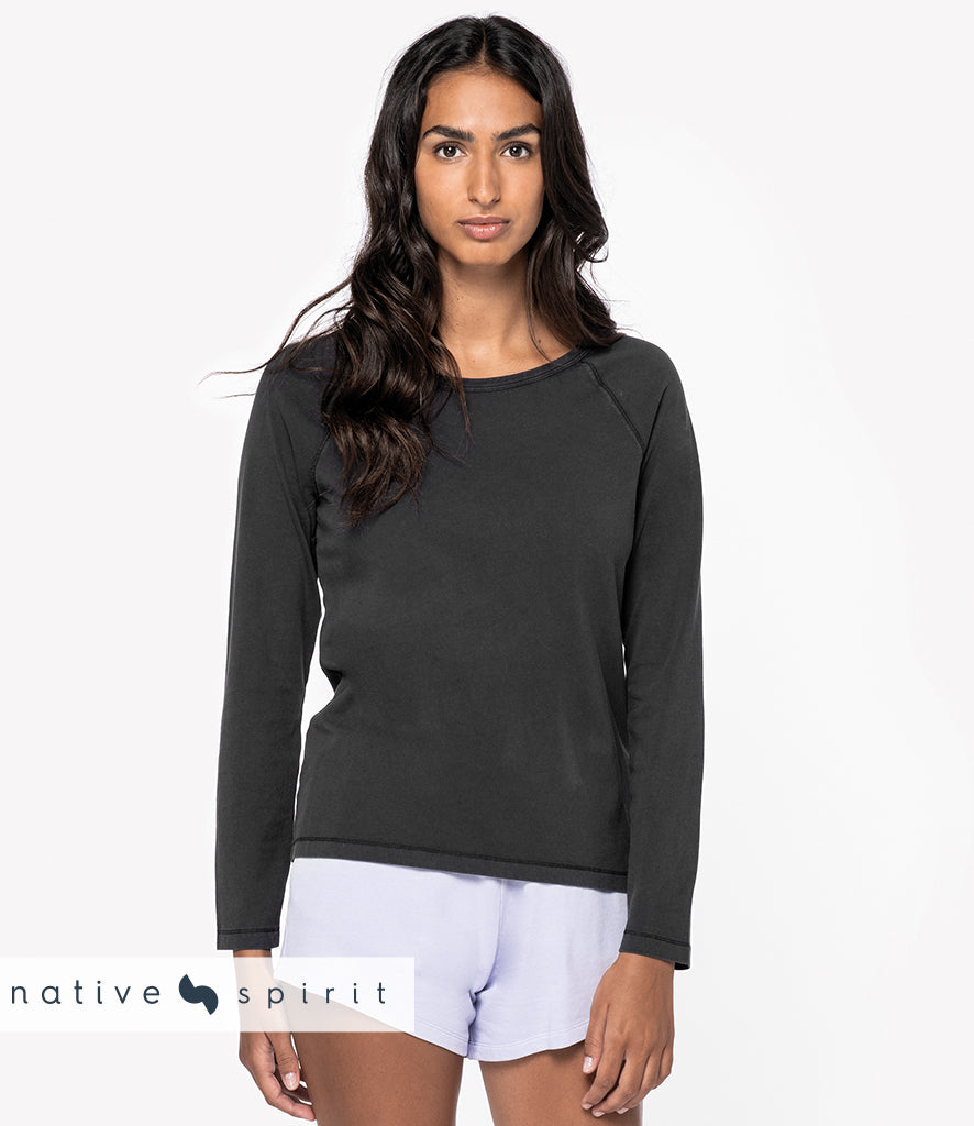 Native Spirit Ladies Raglan Long Sleeve Washed T-Shirt (Special Order)