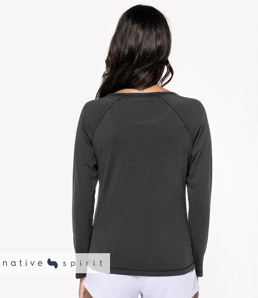 Native Spirit Ladies Raglan Long Sleeve Washed T-Shirt (Special Order)