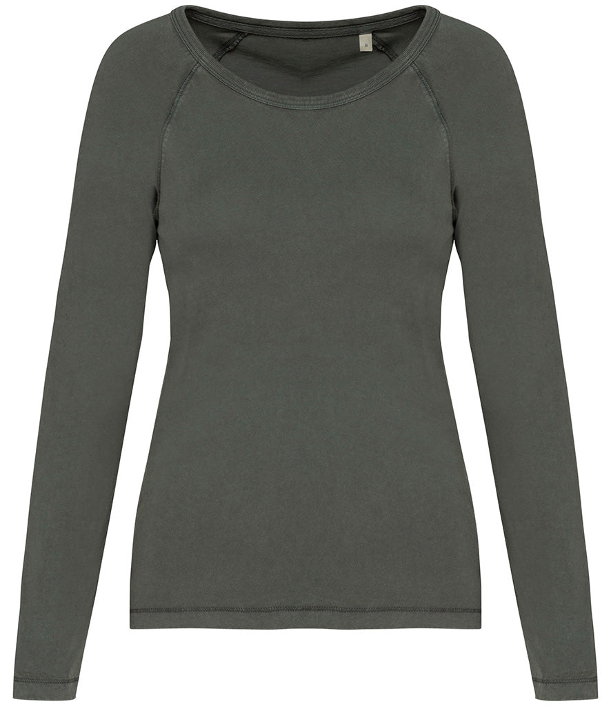 Native Spirit Ladies Raglan Long Sleeve Washed T-Shirt (Special Order)