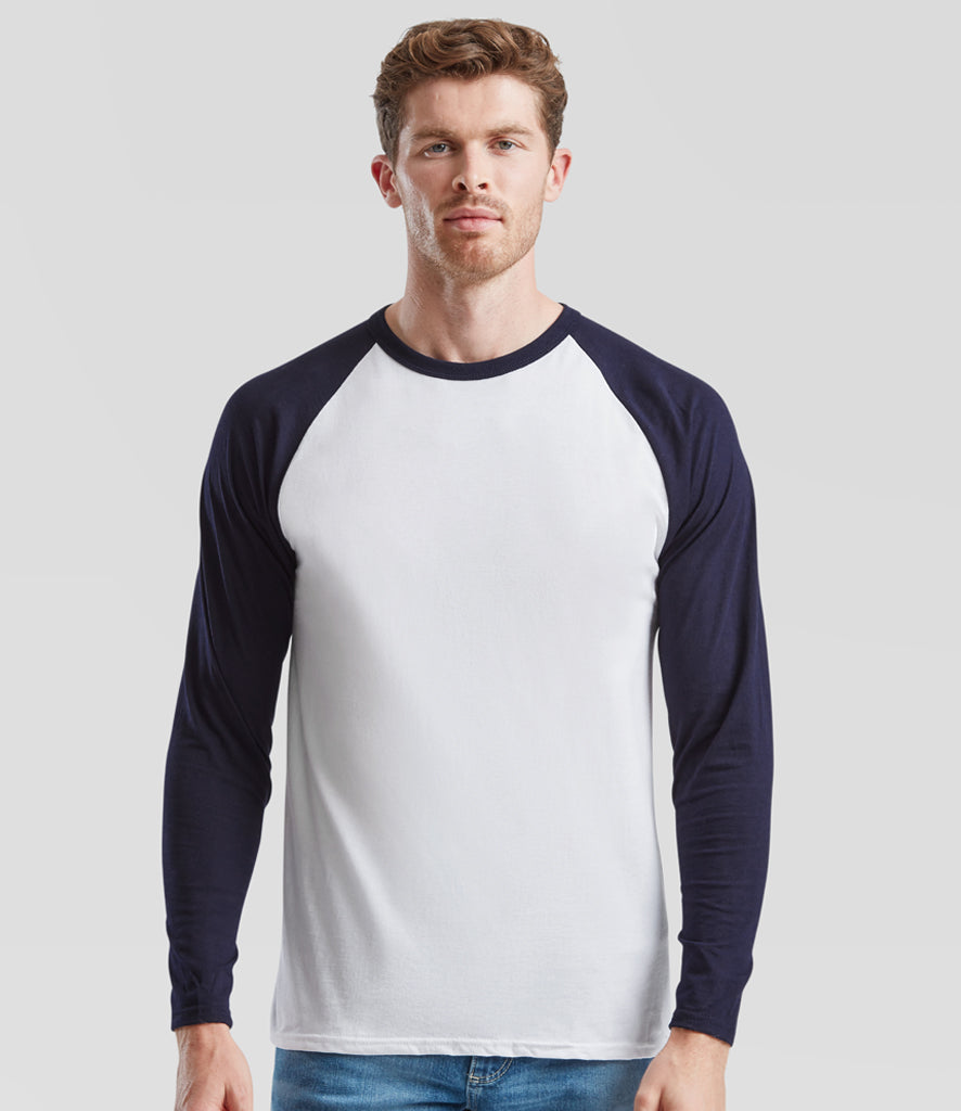 Fruit of the Loom Contrast Long Sleeve Baseball T-Shirt