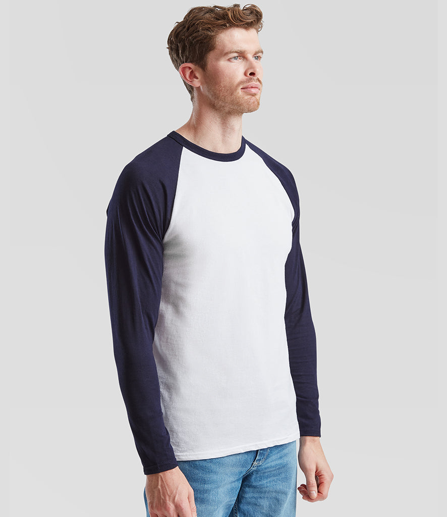 Fruit of the Loom Contrast Long Sleeve Baseball T-Shirt